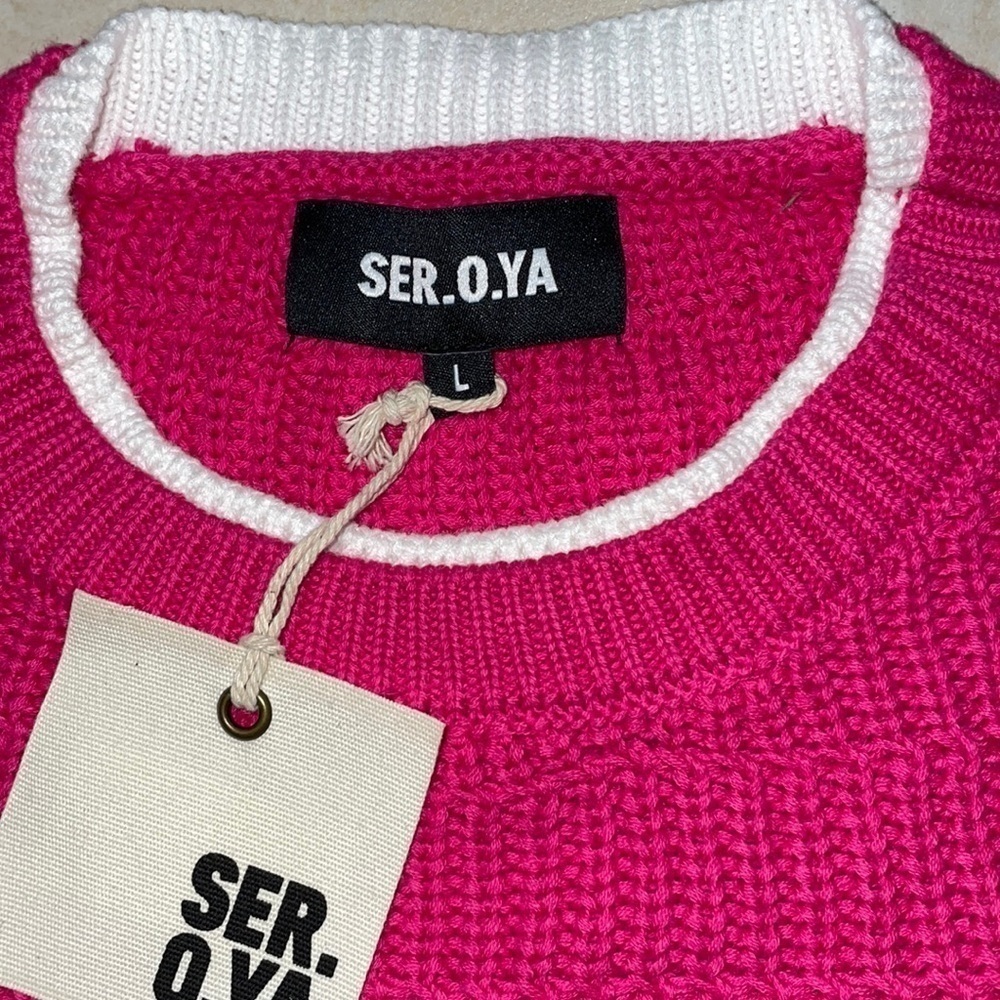 NWT SER.O.YA Valentina Oversized Women’s Fuchsia Sweater Size L - Picture 9 of 11